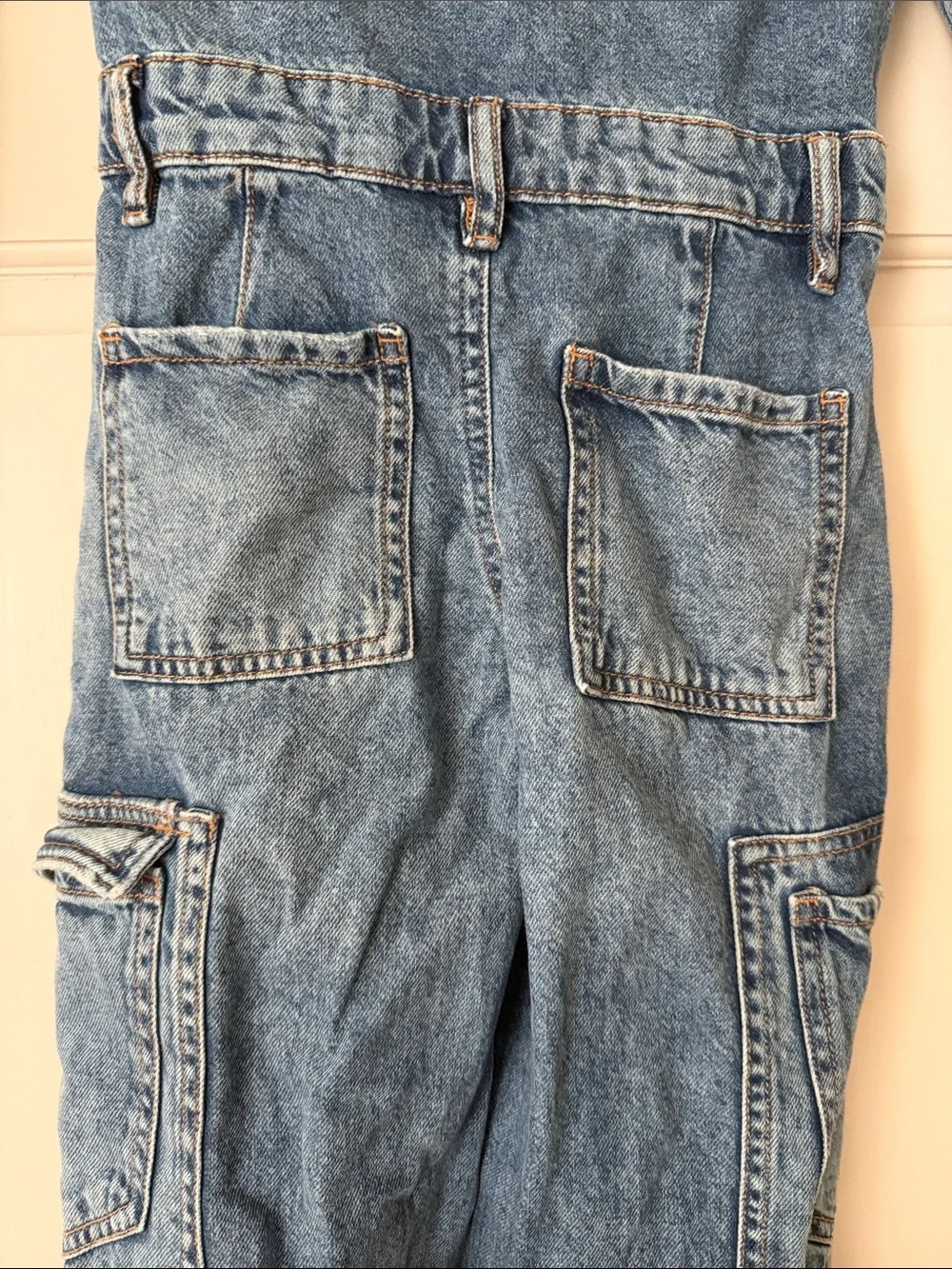 Zara Kids Light Blue Denim Jumpsuit with Cargo Pockets